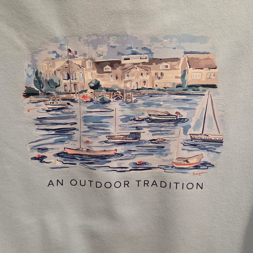 PRODOH Kids Light Blue Coastal Harbor Graphic Hoodie Sweatshirt Size S 8/10 - Picture 6 of 7